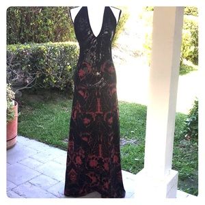 Life&Death Butterfly & Rib print halter maxi dress